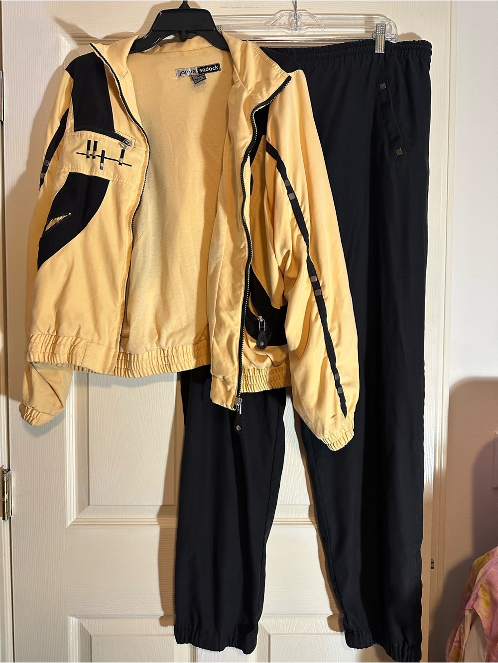 jamie sadock Yellow and Black Bomber Jacket with Black Pants